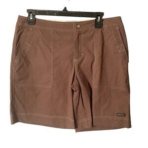 Athleta Womens Brown Cargo Hiking Shorts Nylon Spandex Stretch Size 10